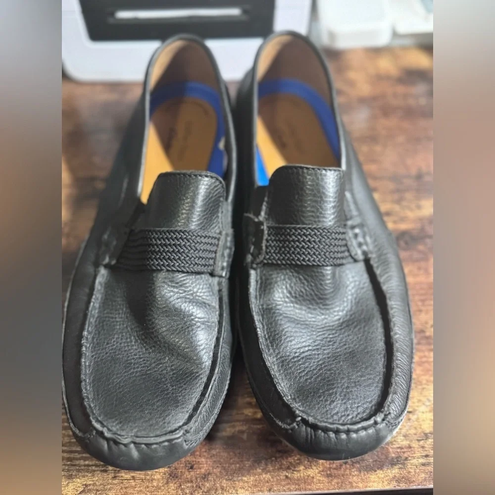Clarks Markman Plain Black Leather Driving Loafers 11.5 M
